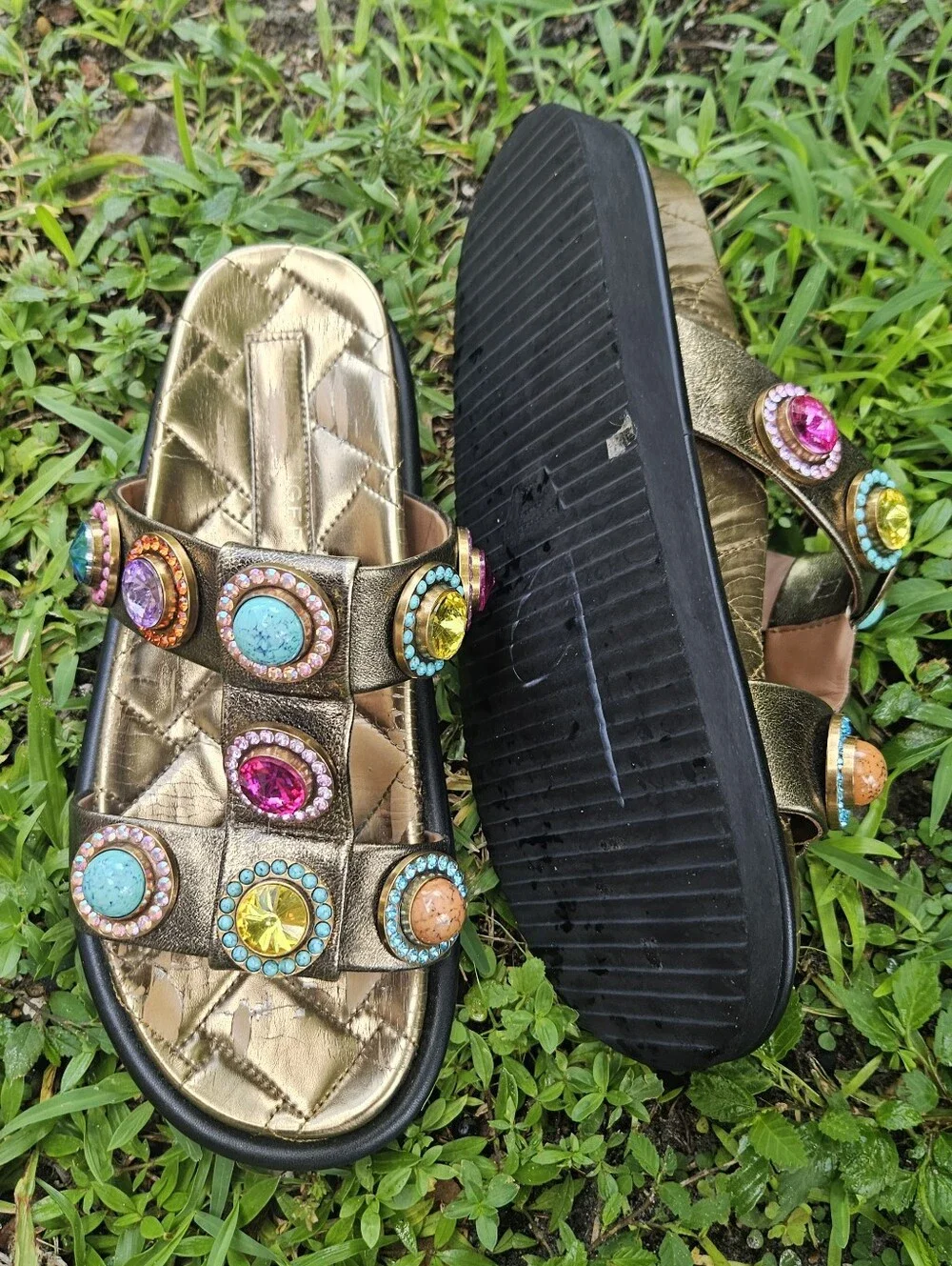 Kurt Geiger Jeweled Sandals, Jeweled Sandals, Size 9.5 Sandals Womens Shoes